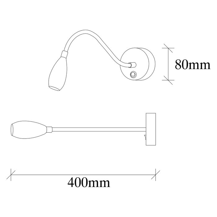 Opviq Reading - 3251 Lámpara de pared de metal negro con altura ajustable Opviq Reading - 3251 Lámpara de pared de metal negro con altura ajustable